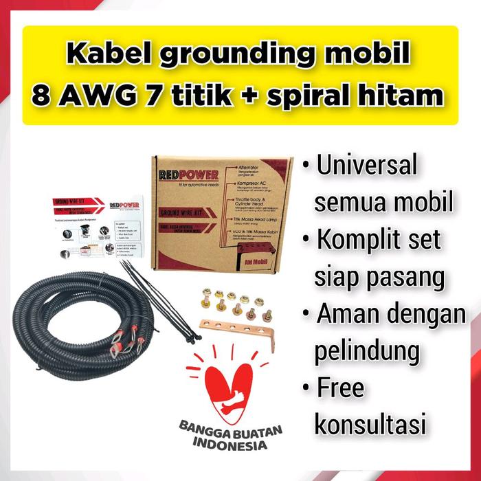 PROMO REDPOWER 8 AWG MERAH HITAM 7 TITIK GROUND WIRE KIT KABEL GROUNDING MOBIL - majuterus02 Harga 218,000 rupiah*Gratis Ongkir