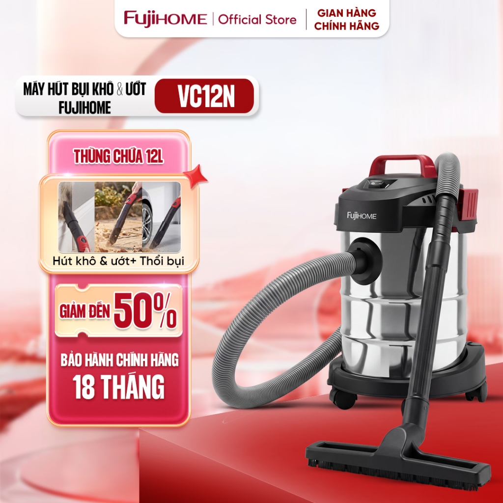 Máy hút bụi khô & ướt đa năng Fujihome VC12N