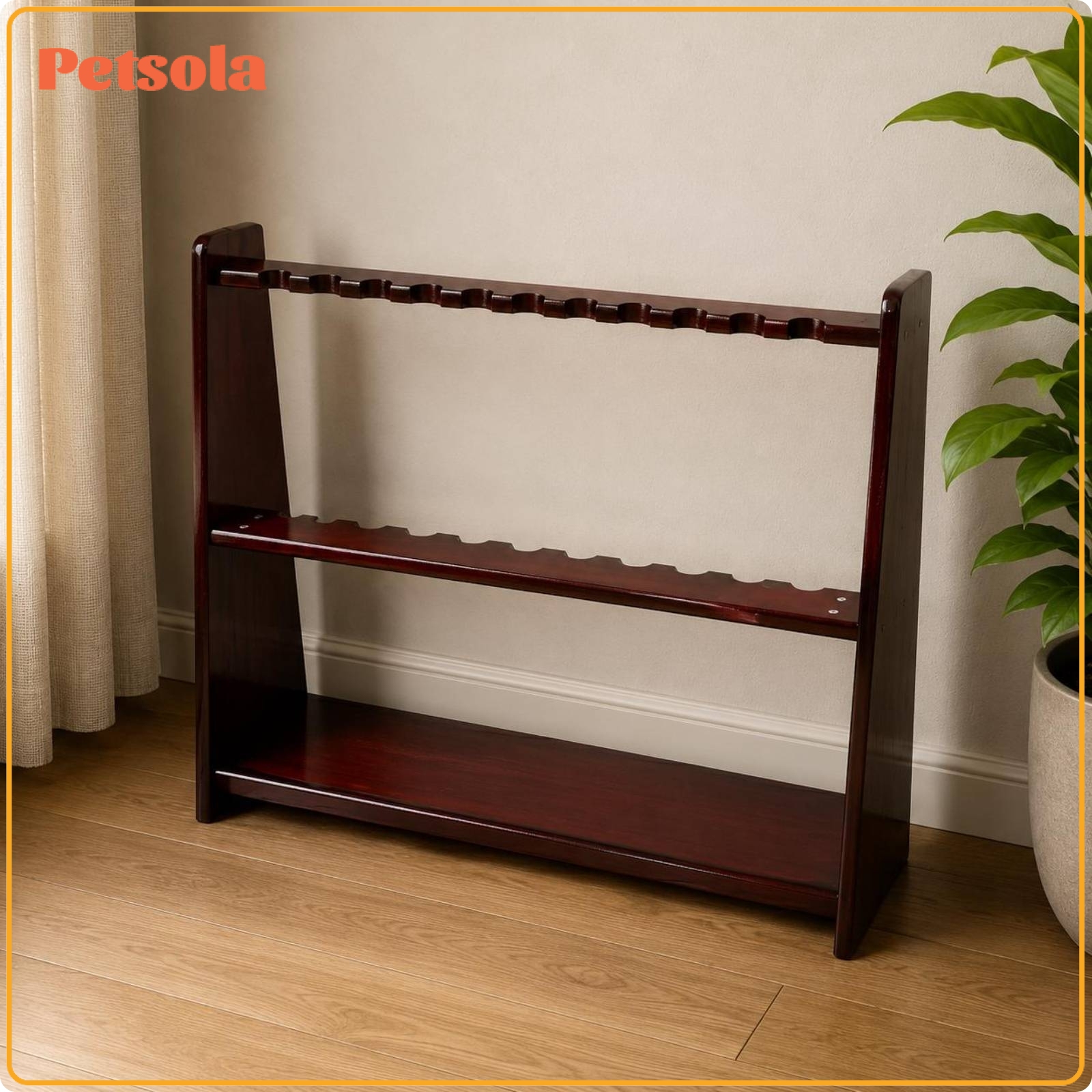 petsola Freestanding Floor-Standing Cue Rack Dark Reddish-Brown Finish Wood Cue Rack Trapezoid Profile Game Room Storage Furniture-Grade ราคา 3,162 บาท*ส่งฟรี