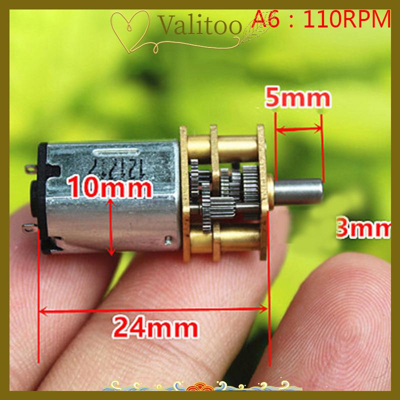 [Valitoo] Micro N20 Bánh Động Cơ Tốc Độ Chậm Kim Loại Hộp Số Giảm Tốc Động Cơ Điện Tự Làm Đồ Chơi - 5