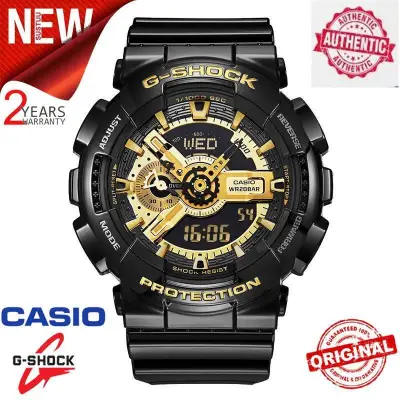 (Ready Stock) Original G Shock GA-110GB-1A Men Sport Watch Duo W/Time 200M Water Resistant Shockproof and Waterproof World Time LED Auto Light Wrist Sport Digital Watches with 2 Year Warranty GA110/GA-110