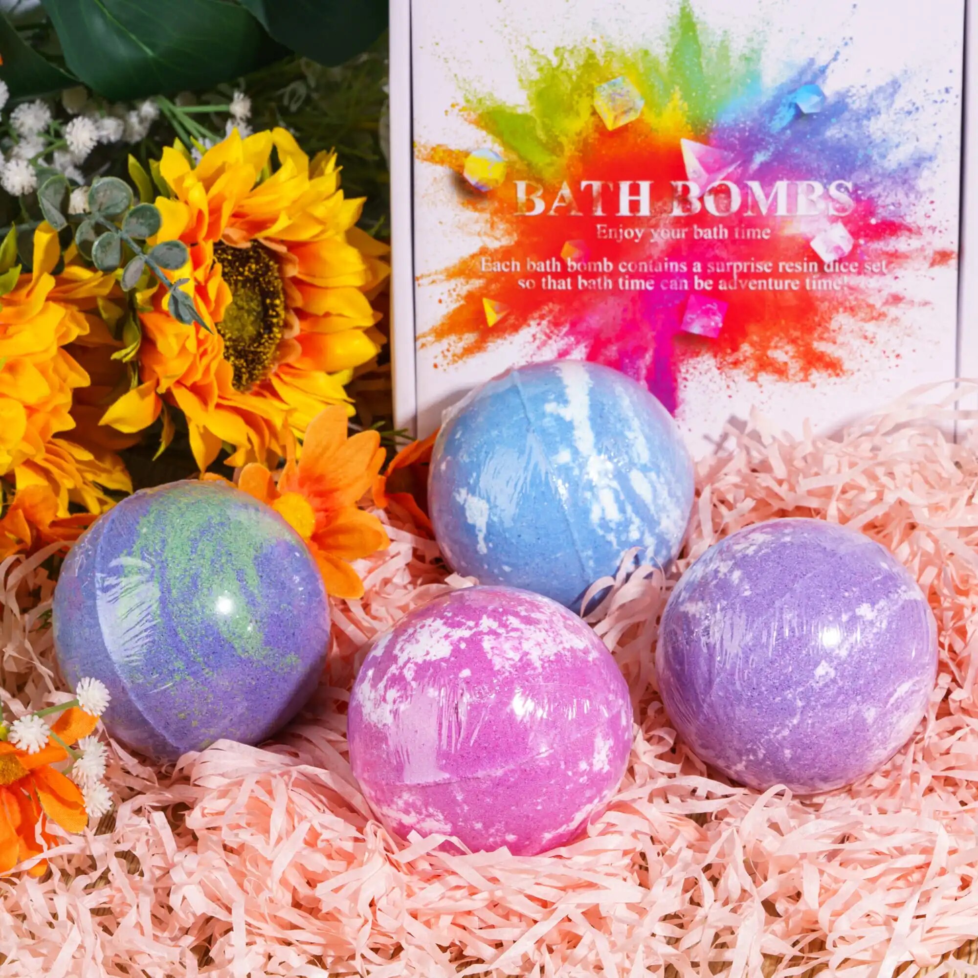 【2023 NEW】 Handmade Bath Bubble Dice Set Essential Stress Relief Bath For Birthday Valentines Day Dnd Dice