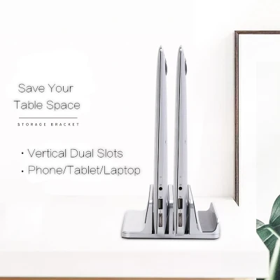 Aluminium Alloy Dual Slots Laptop Stand Adjustable Vertical Notebook Macbook holder Accessories