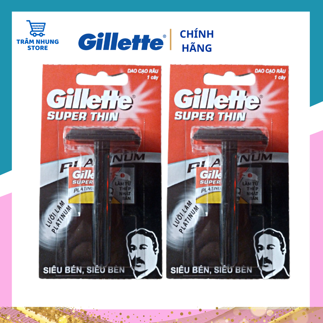 Bàn cạo Dao cạo râu cán đen GILLETTE SUPER THIN  Tặng kèm dao cạo