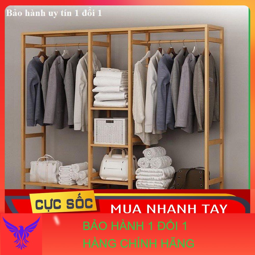 Tủ quần áo, Tủ treo quần áo gỗ tre mẫu lớn 145x30x165cm