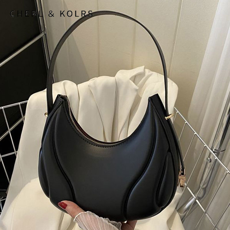 2023 Women shoulder bag new Cow leather cowhide crescent bag armpit bag  half round moon bag handbag - AliExpress