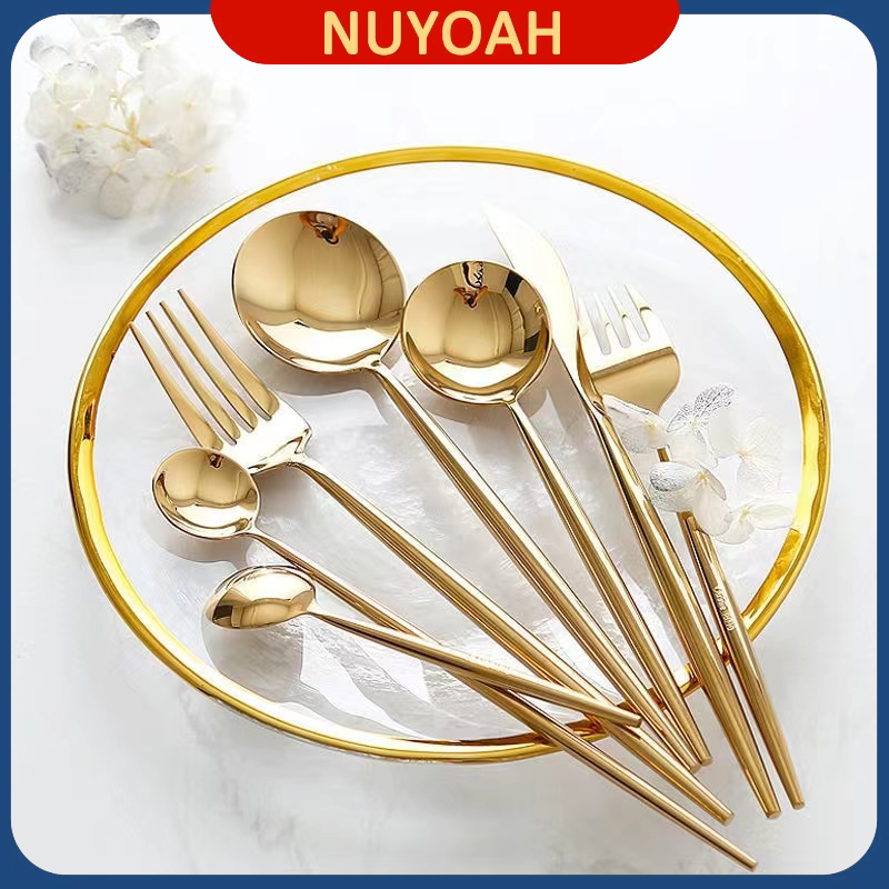 VIVOLILV ชุดช้อนส้อม ส้อมเกาหลี ชุดช้อนเกาหลี ช้อนส้อมเกาหลีสแตนเลส Stainless Steel Cutlery แท้สแตนเลส 304 (076) ราคา 7 บาท*ส่งฟรี