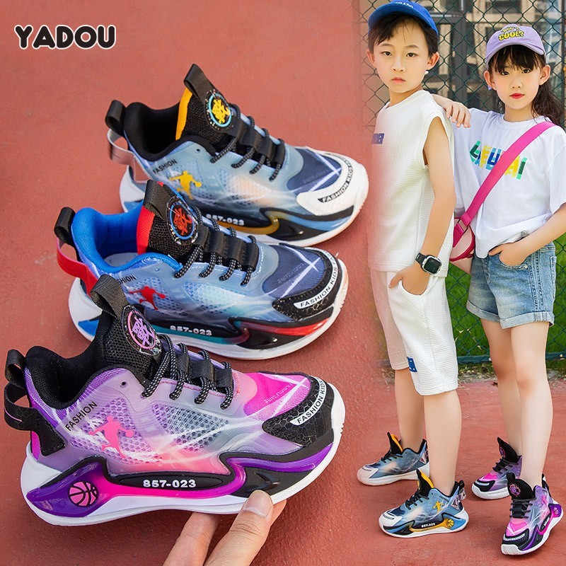 YADOU Children s mesh breathable basketball shoes Boys soft-soled lace