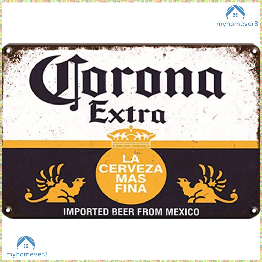 Tấm kim loại cổ điển Corona bia hình chữ nhật sơn sắt tường trang trí quán bar 30x20cm