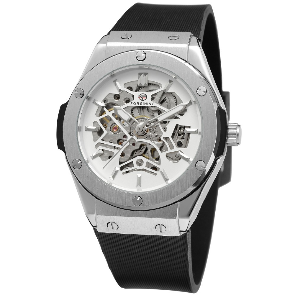White hollow-out silver movement
