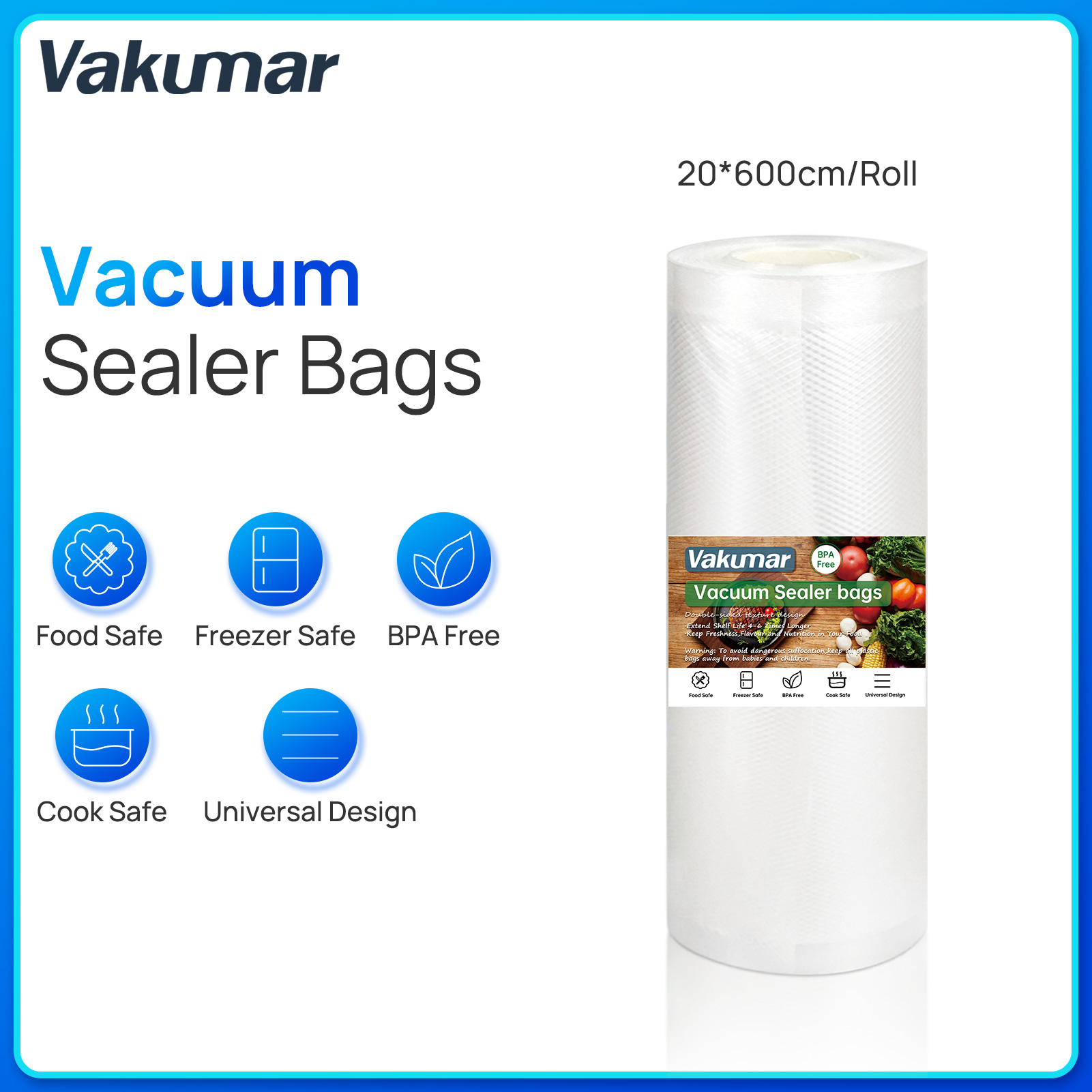 Vakumar Vacuum Sealer Machine, 80Kpa Food Vacuum Sealer Machine with Double  Pump, Dry,/Moist, Pulse Mode, Handle Locked Design, LED Indicator Light 