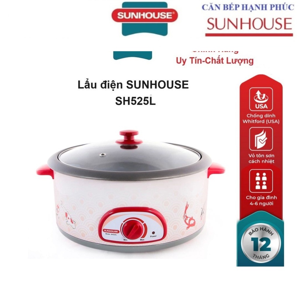Lẩu điện Sunhouse đa năng SH525L- HÀNG CHÍNH HÃNG
