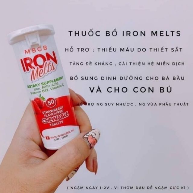 Sắt ngậm bổ sung sắt Iron Melts Chewable 50 viên - Shop Sunflower