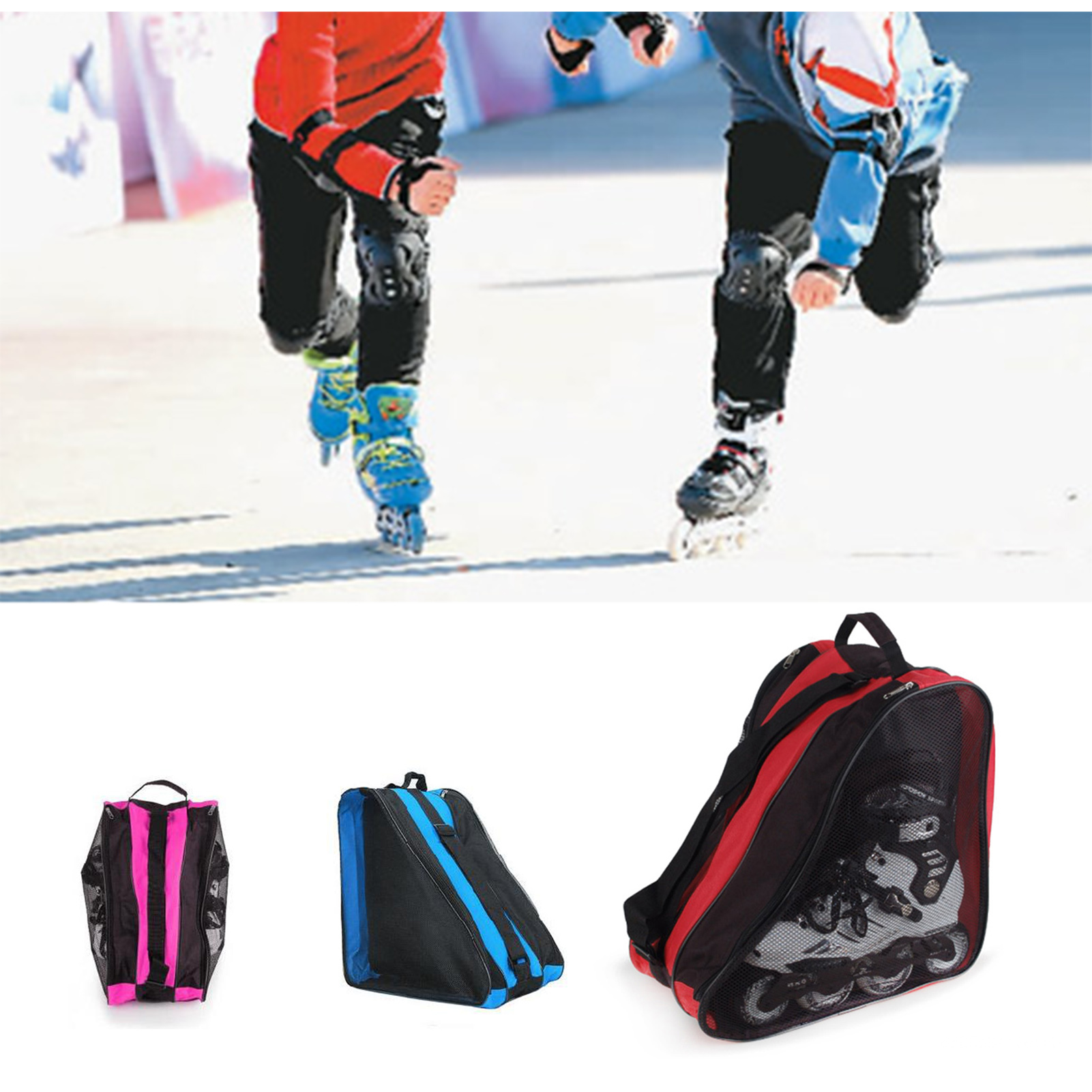Triangle Roller Skating Bag Triangular Shape Ice Skate Large Capacity Bag