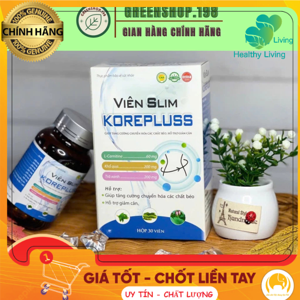 [HÀNG CHÍNH HÃNG] Slim KorePluss - Giảm béo an toàn, hiệu quả - Hỗ trợ giảm 5-10 kg - Hộp 30 viên chính hãng GCHT1