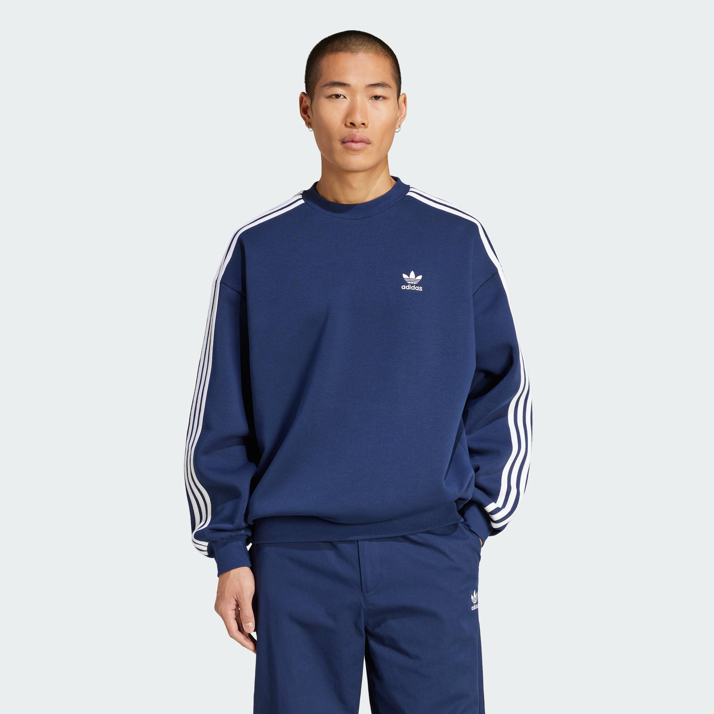 adidas Phong cách sống Áo Sweatshirt Cổ Tròn Oversize Adicolor Nam Màu xanh da trời JP1063