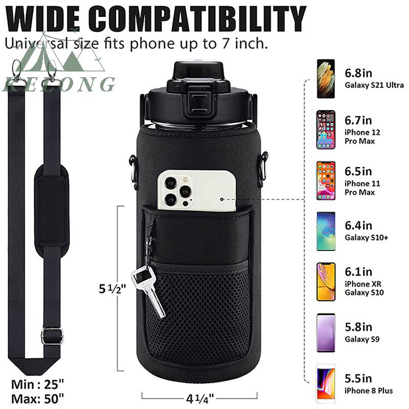 KELONG Nước cầm tay chai tàu sân bay túi với túi điện thoại cho Stanley 64oz Tumbler với xử lý Neoprene chai Nước Chủ Pouch