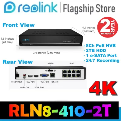 Reolink NVR RLN8-410 8 Channel NVR 8MP/5MP/4MP 4K Ai Camera Supported PoE Security NVR 24/7 Reliable Recording, Easy PoE