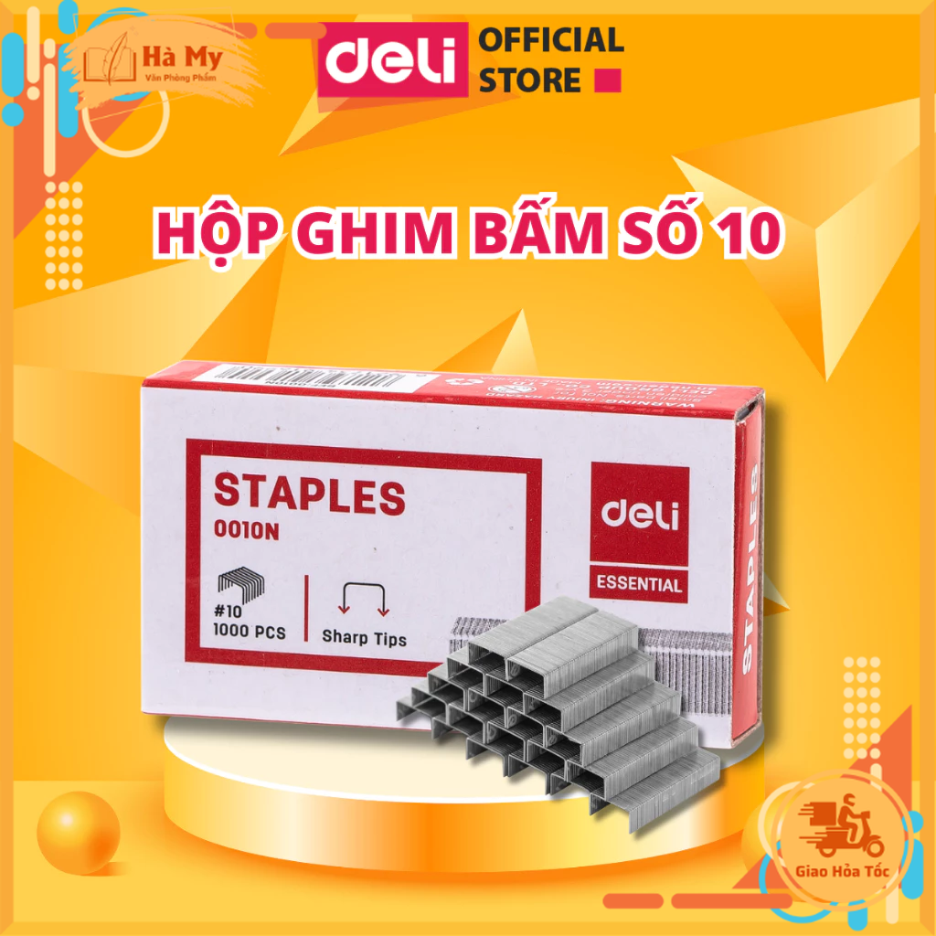 Ghim Dập Tài Liệu Số 10 Deli - Hộp Ghim Bấm - E0010N