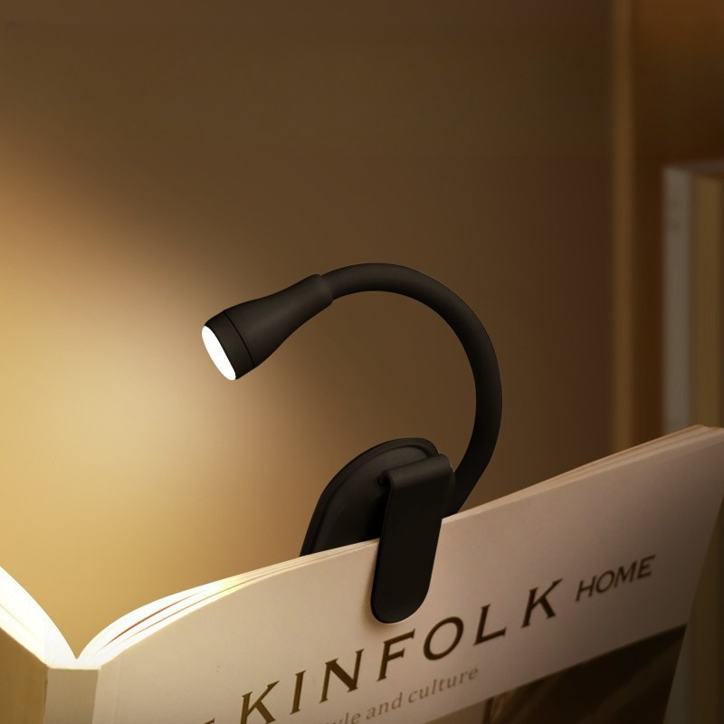 Keranixy Mini Clip Reading Light Rechargeable Portable LED Book Lamp USB Charging Bedroom Night Lampu Baca
