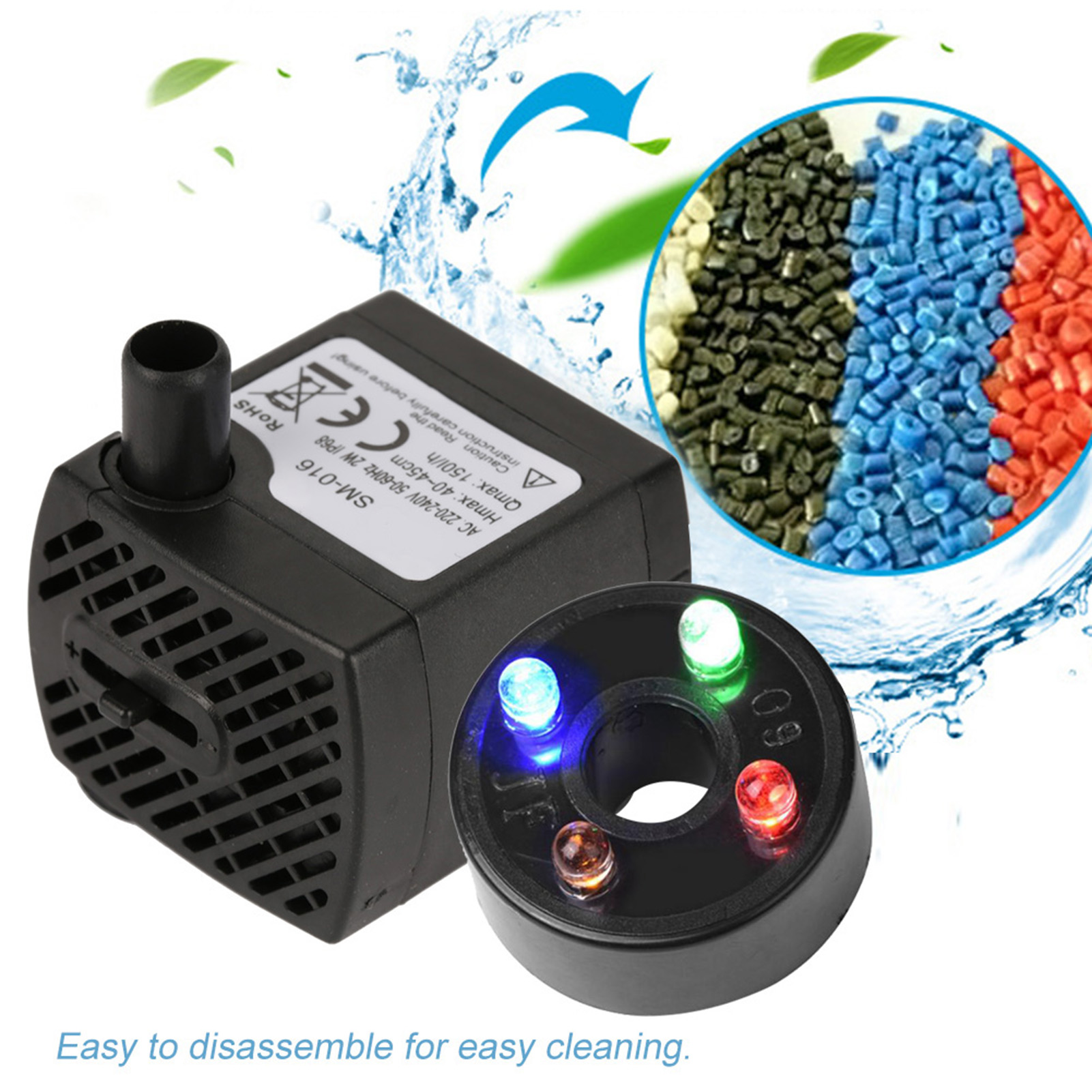 Aquarium 2W Ultra-Yên Tĩnh Chìm Với đèn LED Cá bể cá Bể Đài Phun Nước (Chúng Tôi)