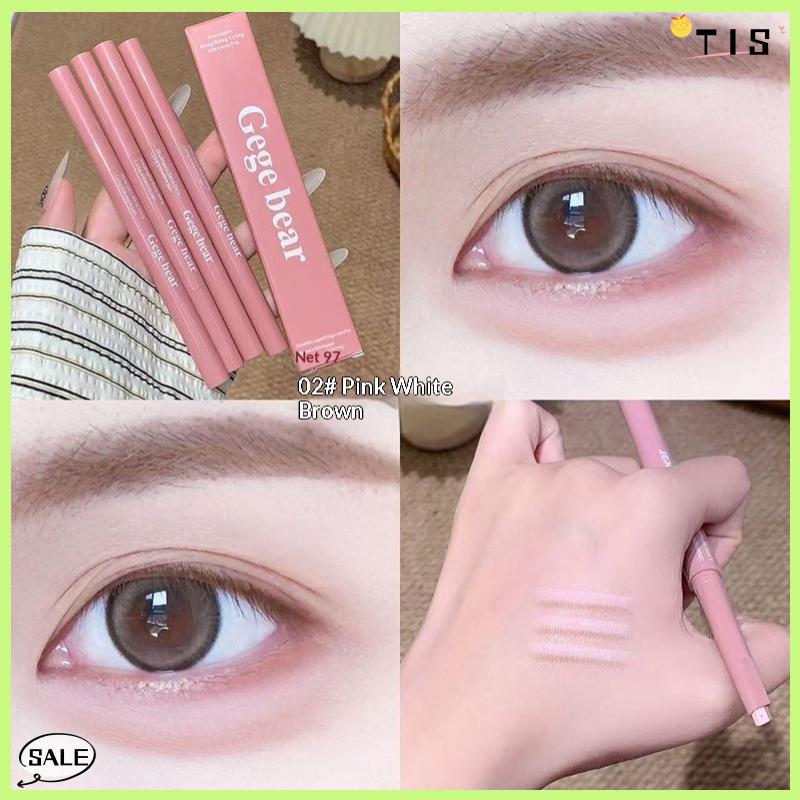 Follow Get New【TIS】 2 trong 1 Bicolor nằm tằm Bút Chì Tam giác đầu Highlighter dưới mắt bút chì Eyeshadow sáng không thấm nước trang điểm công cụ - 3