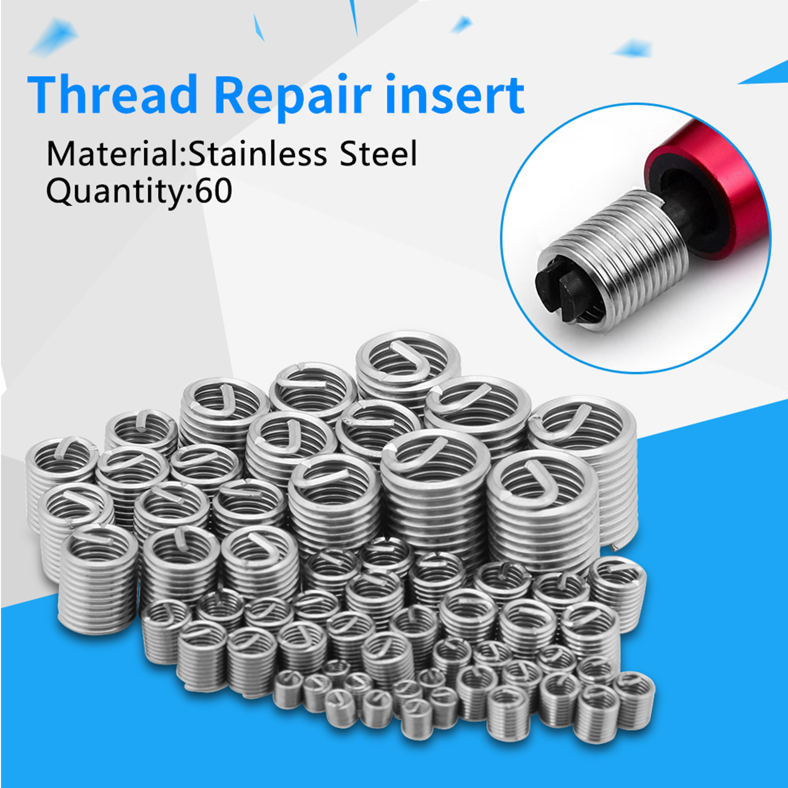 Sợi thép không gỉ Bộ đồ nghề điện M3 M4 M5 M6 M8 M10 M12 60 chiếc