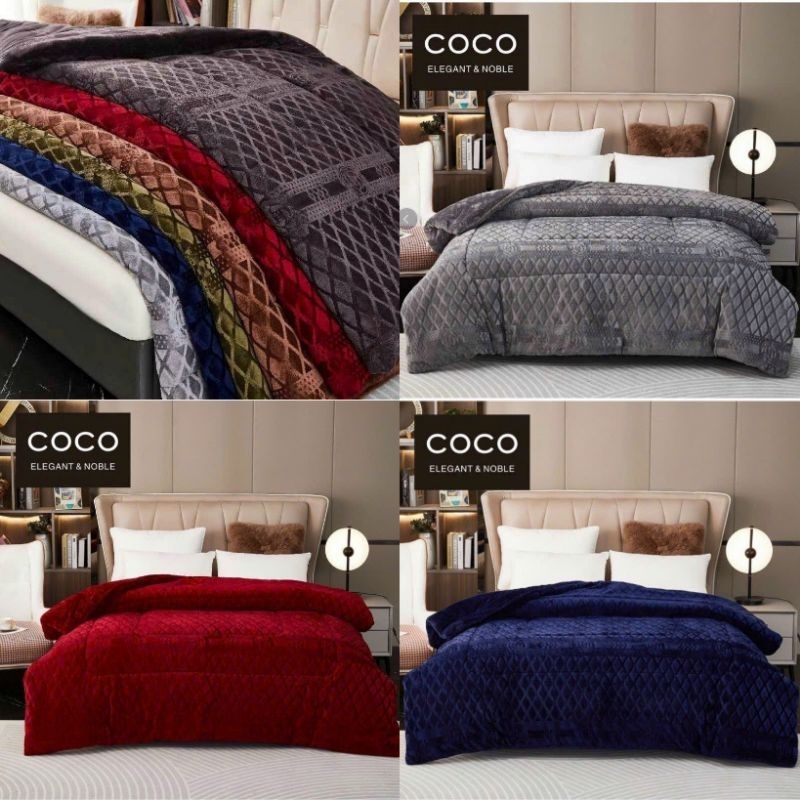 Chăn Lông Thỏ COCO 2m3x2m Siêu Ấm Đại Hàn nặng 4kg mẫu hot trend 2023