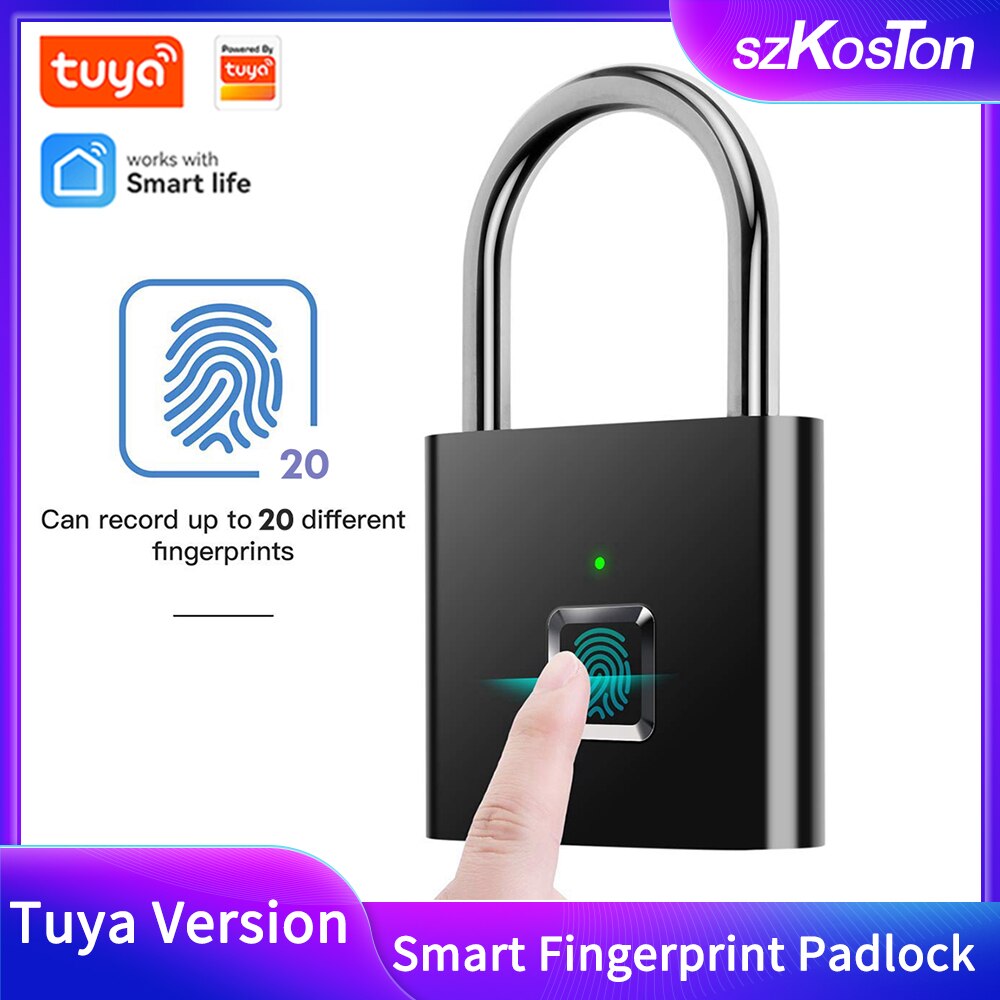 Tuya thông minh Ổ Khóa vân tay có thể sạc qua USB khóa cửa sinh trắc học thumbprint khóa cửa hợp kim kẽm cuộc sống thông minh ứng dụng mở khóa