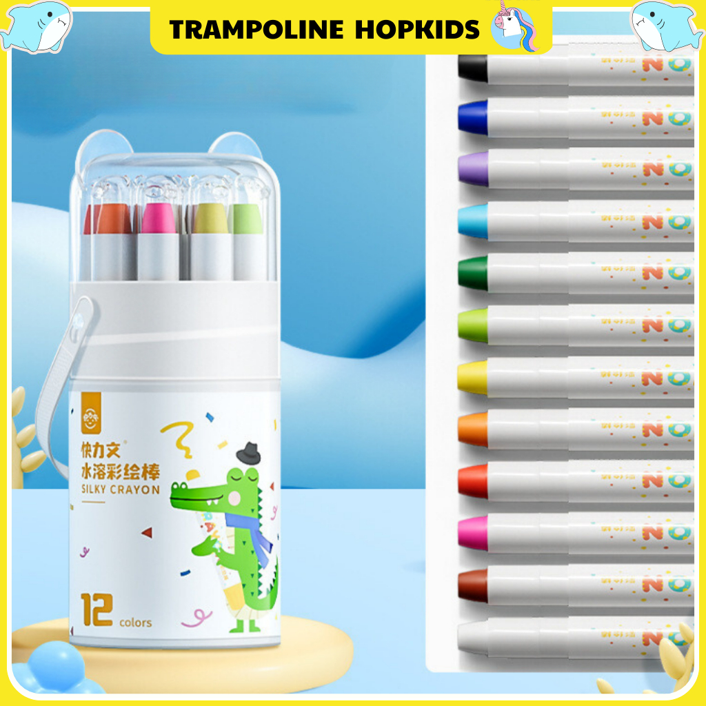 Bút Sáp Vặn 2in1 Hopkids – 12/24/36/48 Màu Gốc Dầu – Dùng Như Màu Sáp & Màu Nước – Không Độc Hại Dễ Rửa An Toàn Cho Bé