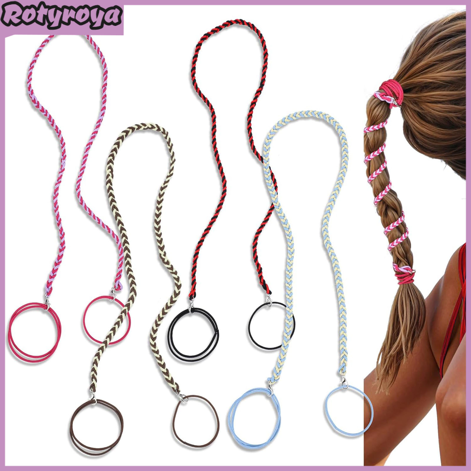 4Pcs Hair Rope Women Extra-Length Spiral Hair Band Long Sports Headband Tearable Elastic Hair Straps Ponytail Holder ราคา 210 บาท*ส่งฟรี