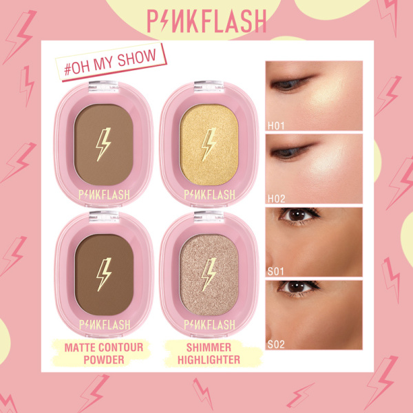 PINKFLASH Contour powder highlight Soft Smooth Naturally Pigmented three-dimensional makeup cao cấp