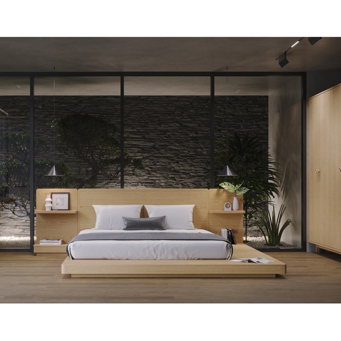 SB Design Square SB CASA เตียงขนาด 6 ฟุต รุ่น Hagi สีไม้อ่อน (บอดี้เตียงด้านขวา) พร้อมตู้ข้างเตียง 2 ชิ้น ราคา 46,070 บาท*ส่งฟรี
