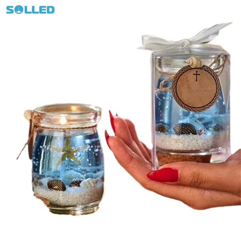 Ocean Beach Scented Candles Single-Wick Aromatherapy Ocean Gel Candle With Shell For Home Scented Stress Relief And Relaxation ราคา 167 บาท*ส่งฟรี