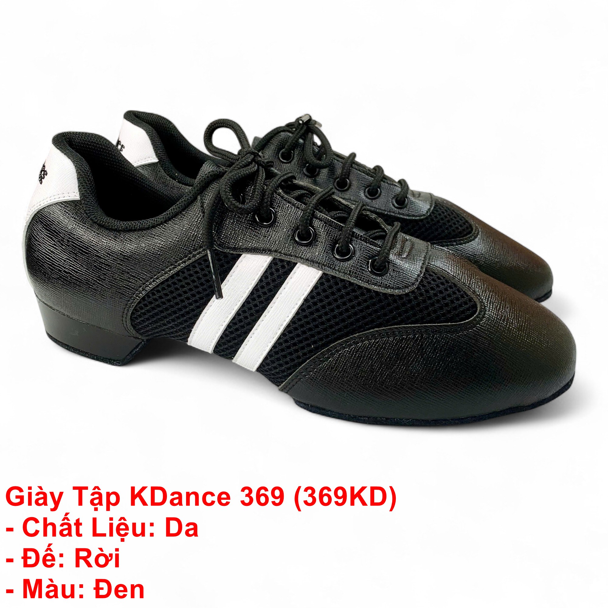 Giày Tập Khiêu Vũ Dancesport KDance 369 (369KD) - Đen (Tặng Túi Đựng Giày)
