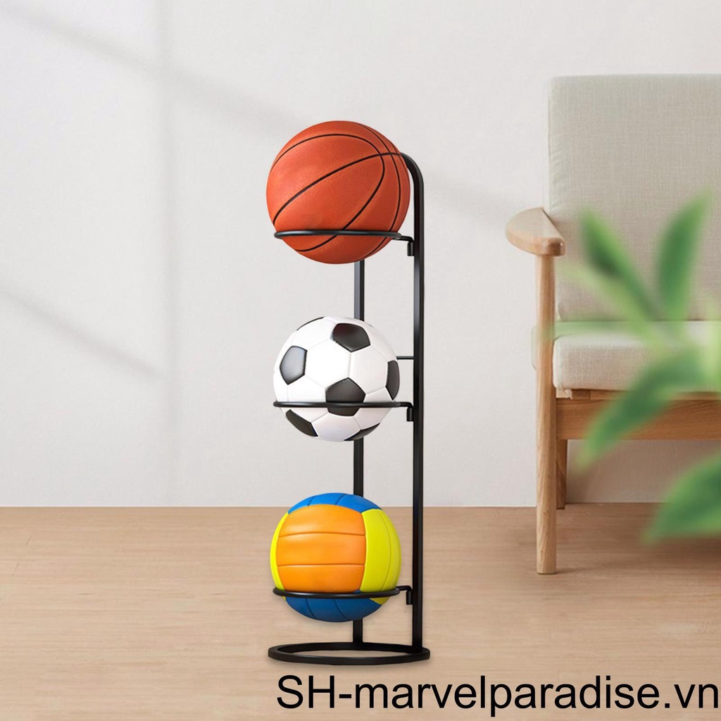 Giá đỡ bóng 3 tầng kệ lưu trữ bóng rổ thẳng đứng cho trẻ em