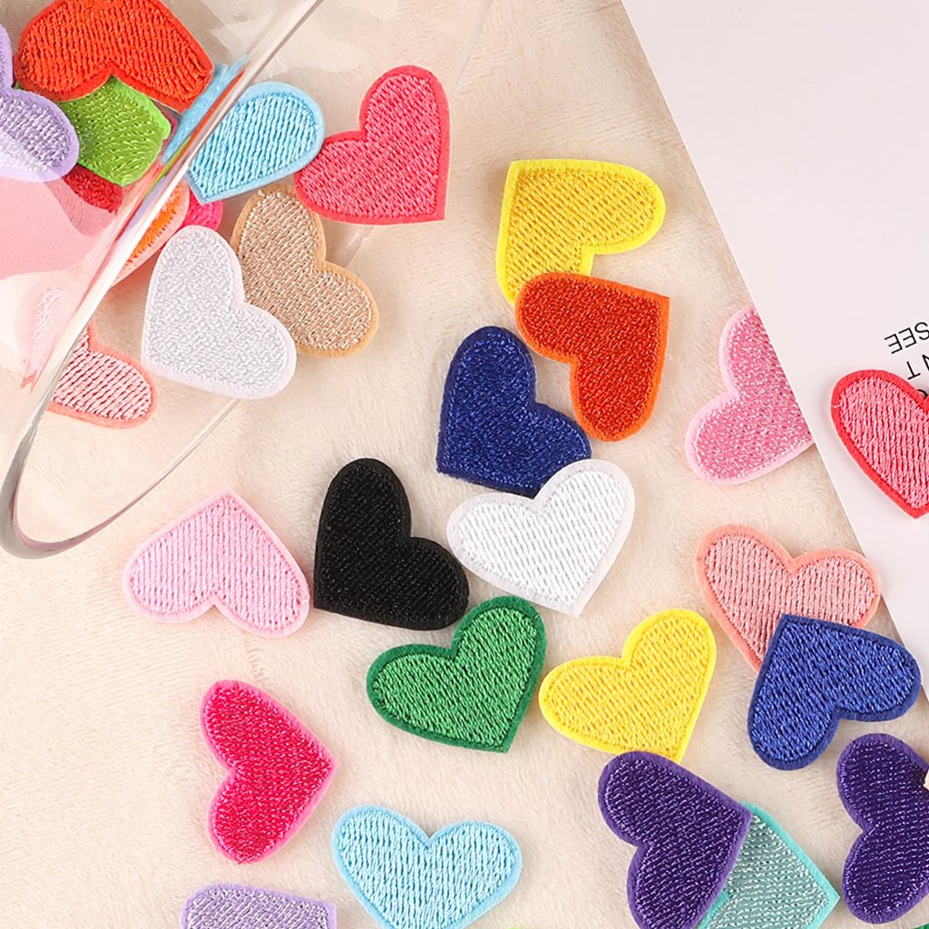 Patch ủi quần áo hình thêu vải dán balo túi mũ giày dép Đủ Màu Trái Tim Mini Xinh Xắn-ESTLA
