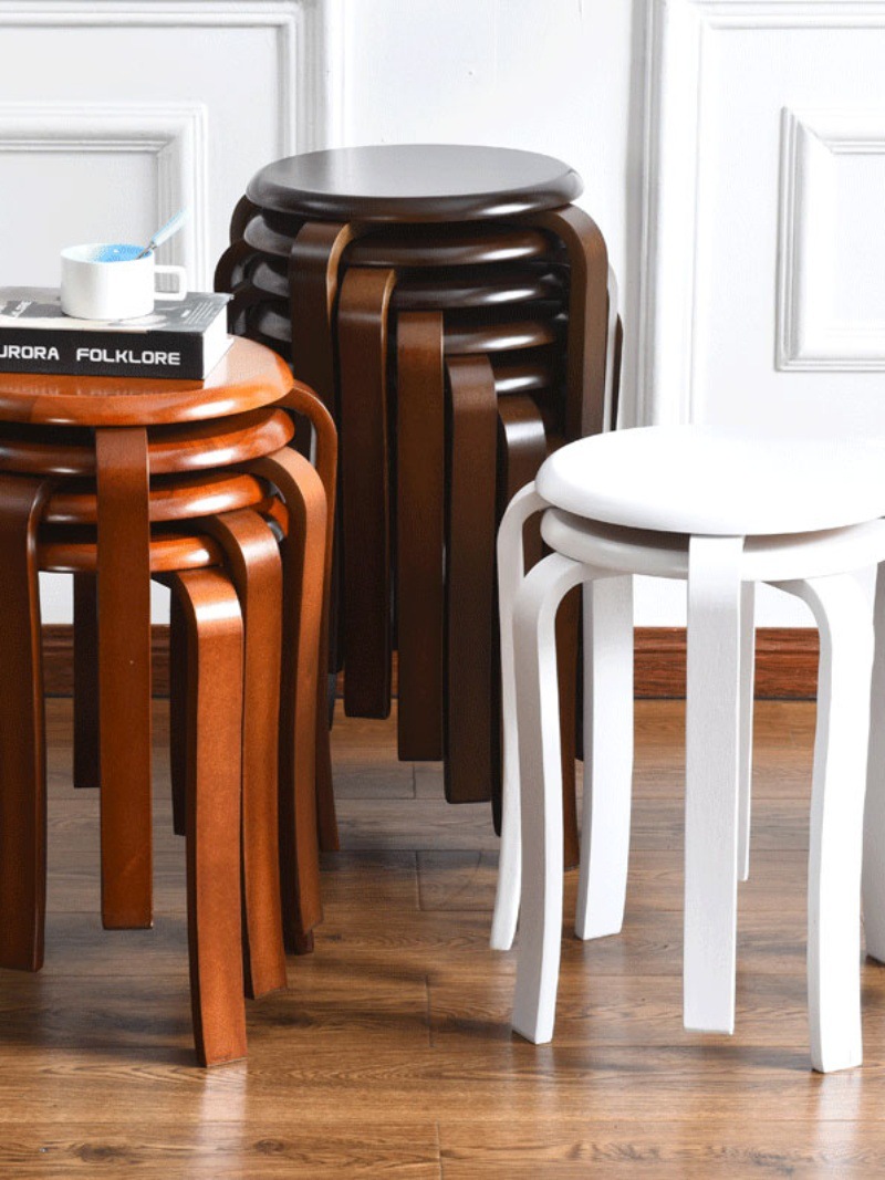 Restaurant specific chairs, solid wood round stools that can be stacked