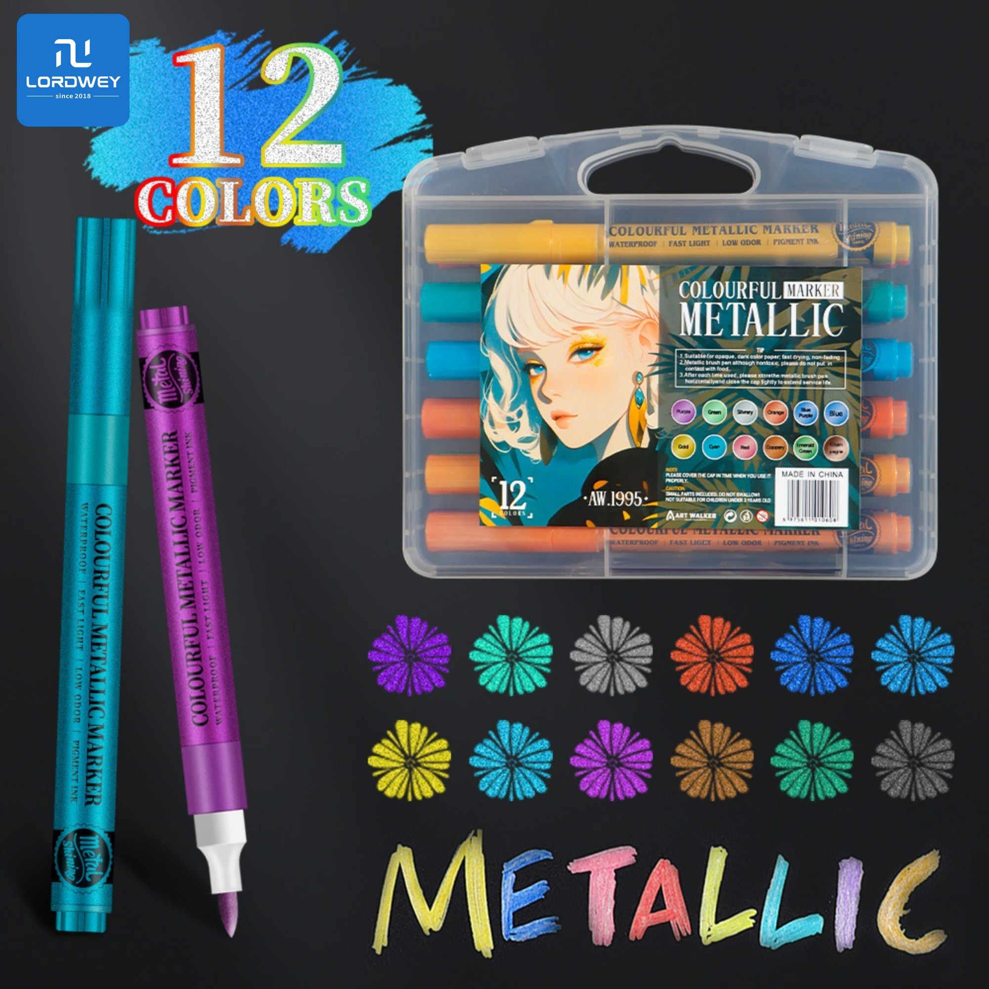 LORDWEY | ART WALKER Metal Acrylic Marker Pen Model Coloring Graffiti Paint Pen Greeting Card Planner Pen