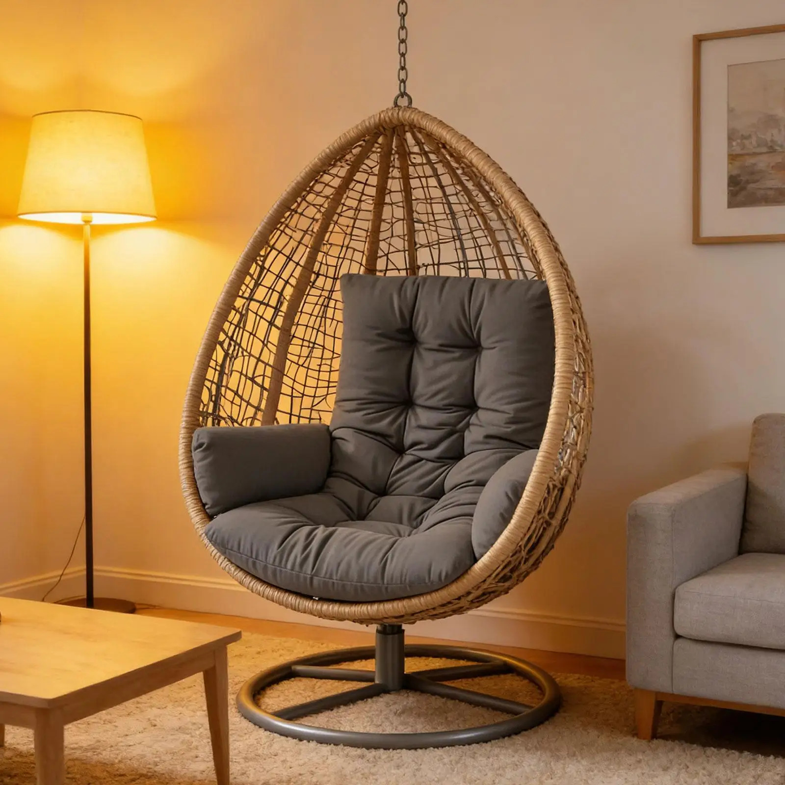 Outdoor Furniture Cushion Thick Egg Chair Pad Breathable Polyester PP Cotton Seat for Patio Hammock Swing Chair