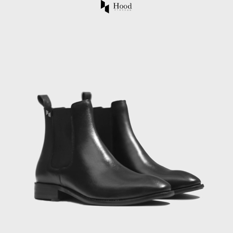 Giày Chelsea Boot Hood - Da bò nguyên tấm & Đế fip gỗ cao 3cm - Bảo hành 12 tháng