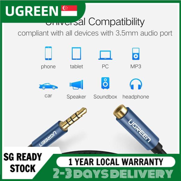 UGREEN 3.5mm Extension Audio Cable 4 Poles Male to Female Aux Cable Support Mic Headphone Cable 3.5 mm extension cable Singapore