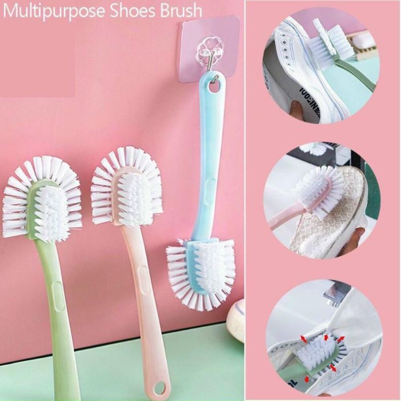 Bàn chải chà giày, Vệ sinh giày hai mặt cán cong, Bàn chải chà giày hai mặt cán dài