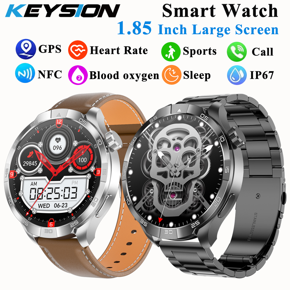 New Business Smart Watch Men 1.85" Ultra HD Bluetooth Call 410 mAh Blood Pressure Blood Oxygen GPS Track Compass NFC SmartWatch ราคา 999 บาท*ส่งฟรี