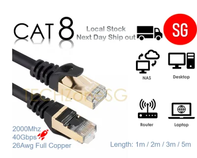 [Ready Stock] CAT8 S/FTP Gigabit 40G Ethernet Network (1m / 2m / 3m / 5m / 10m) Cat8 Lan Cable, Ethernet Cable Cat 8, Cat8, Xbox, PS4, Router, PC