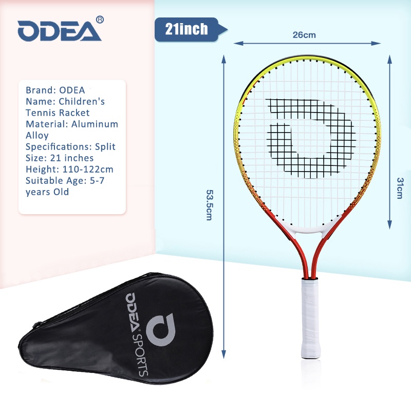4ODEA Tennis Racket for Kids, 17/19/21/23/25inch, Aluminum Alloy, Suitable for Agee 2-14 Years Old,