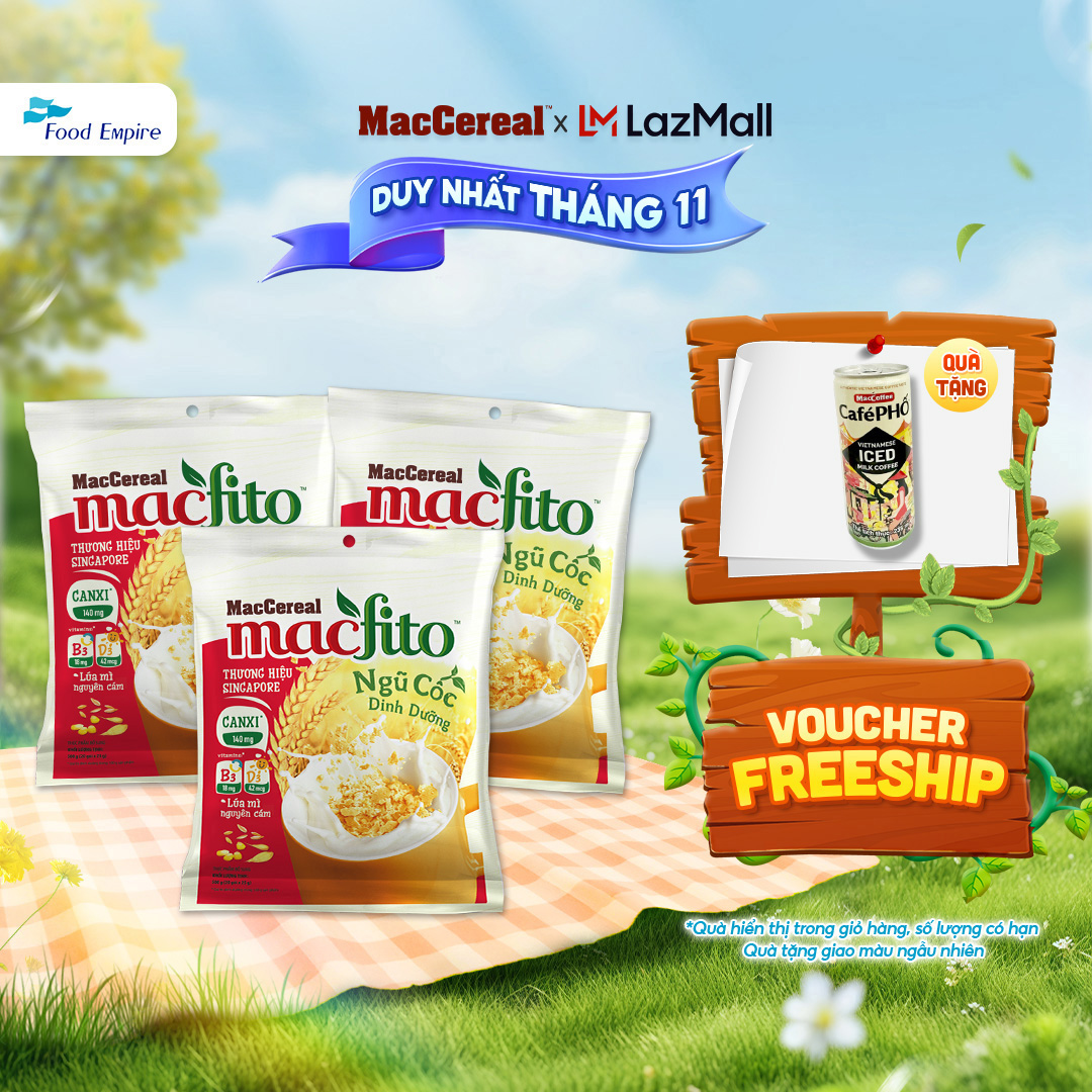 Combo 3 túi Bột Ngũ Cốc Dinh Dưỡng Canxi Nhiều Chất Xơ  - MacFito (túi 20 gói x 28g)