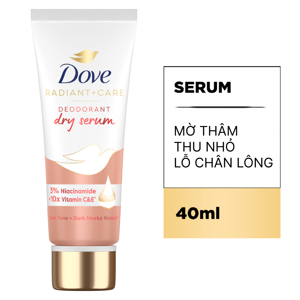 Serum Lăn Nách Dove Dry Serum với 3% Niacinamide 40ml Dưỡng Sáng Khử Mùi