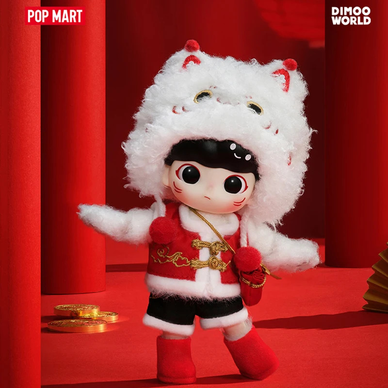 POP MART Dimoo Fortune Cat Action Figure BJD Toy Cute Doll CNY Gift