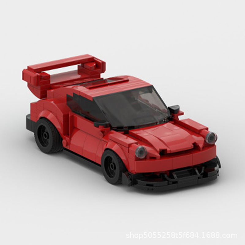 MOC building blocks compatible with LEGO Porsche 911RWB wide body low lying speed 8-cell boy car model